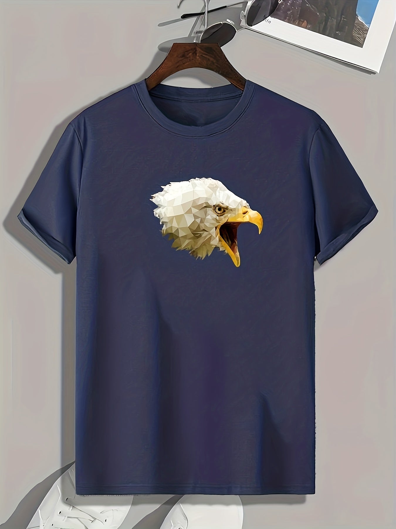 Eagle Head Print Men's Comfy T shirt for Outdoor Summer