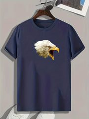 Eagle Head Print Men's Comfy T shirt for Outdoor Summer