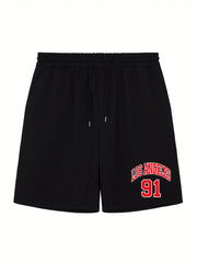 Men's LA 91 Print Shorts Active Stretch Drawstring Sports Shorts