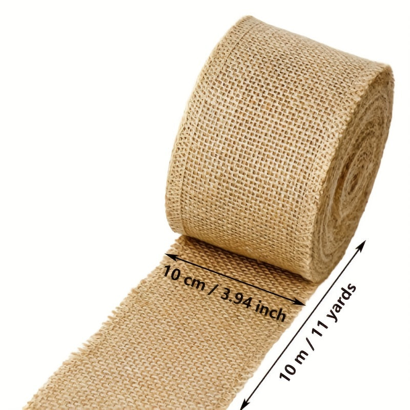 10cm Wide Burlap Fabric Ribbon 11 Yards DIY Ribbon Decoration Wedding Party