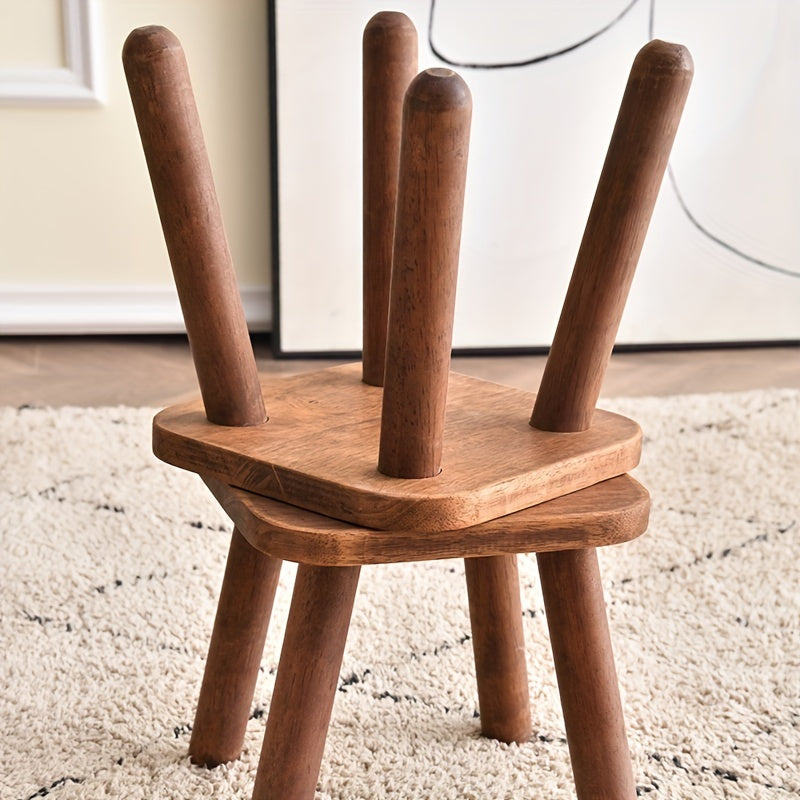 Wooden Step Stool for Kids and Adults Shoe Changing Chair with Foot Rest