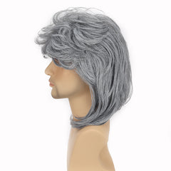 Men's Grey Curved Cropped Wig