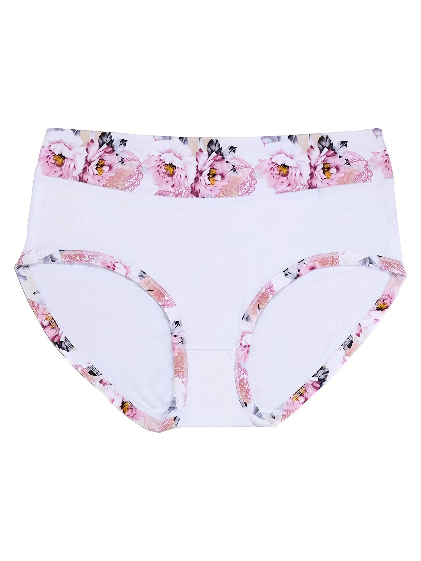 4-Pack Women's Plus Floral Print Panties Set Soft Stretchy Briefs