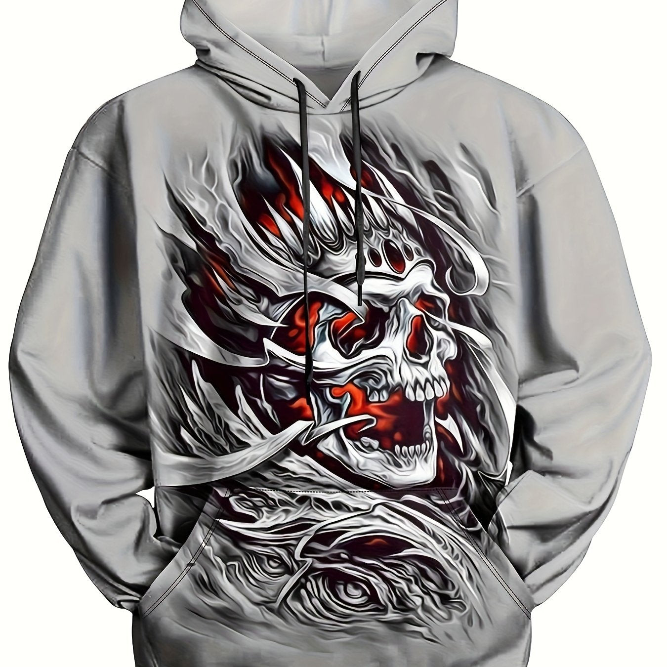 Skull 3D Print Men's Graphic Hoodie Autumn Winter Pullover