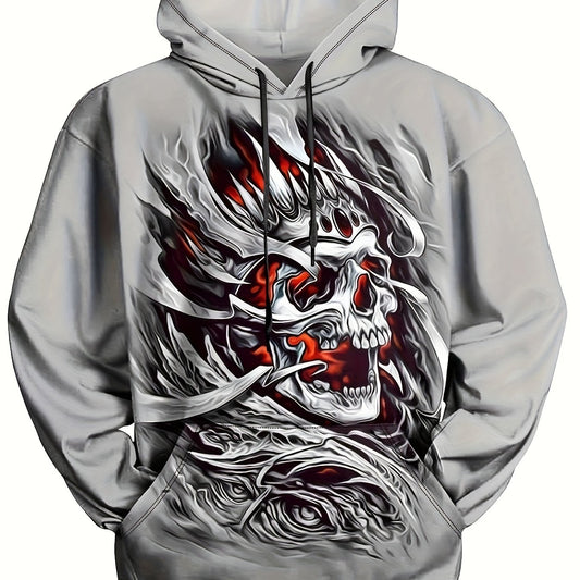 Skull 3D Print Men's Graphic Hoodie Autumn Winter Pullover