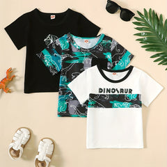 3pcs Baby Boys Dinosaur Print T-shirt Set for Summer
