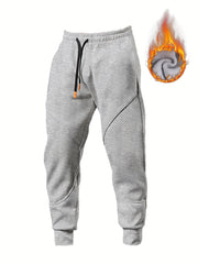 Men's Warm Fleece Sweatpants Drawstring Casual Jogger Pants for Autumn Winter