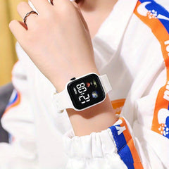 Square Watch Earth LED Student Electronic Watch