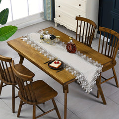Linen Embroidery Lace Table Runner for Holidays