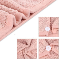 Microfiber Hair Towel with Button Soft and Absorbent Hair Drying Towel