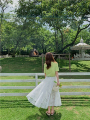 Lace Pleated Skirt Casual Summer & Spring Women's Clothing