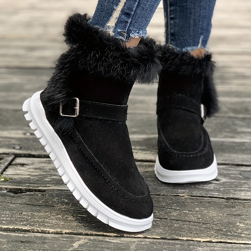 Women's Plush Lined Snow Boots Winter Warm Flat Outdoor Boots