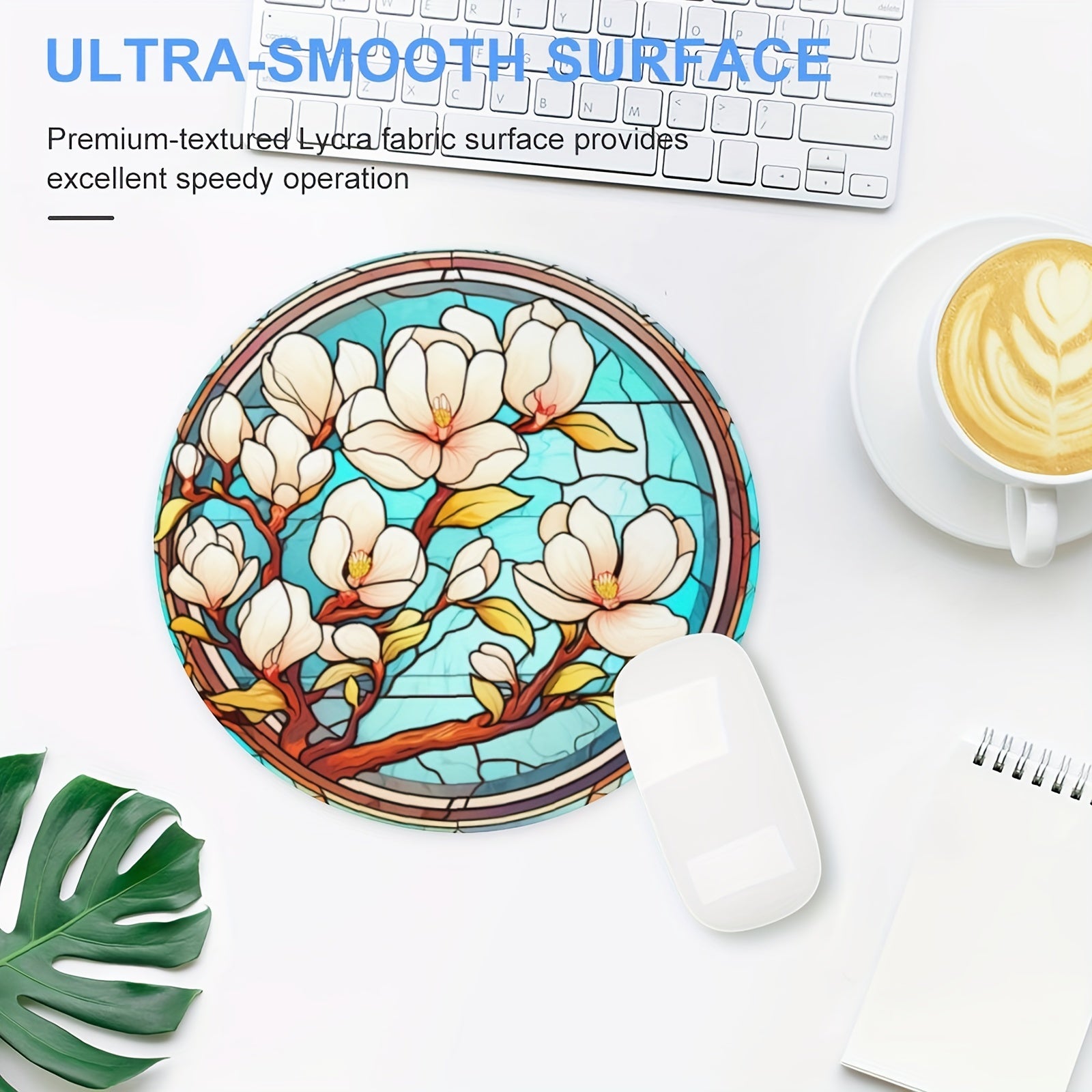 Stained Glass Floral Round Mouse Pad 7.87 Inch