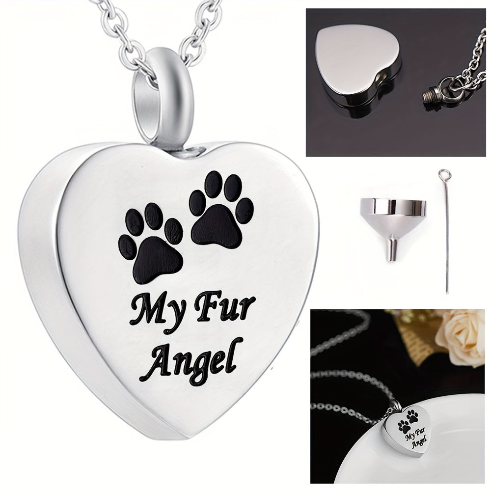 Pet Memorial Necklace Heart Pendant Cremation Urn Jewelry for Ashes