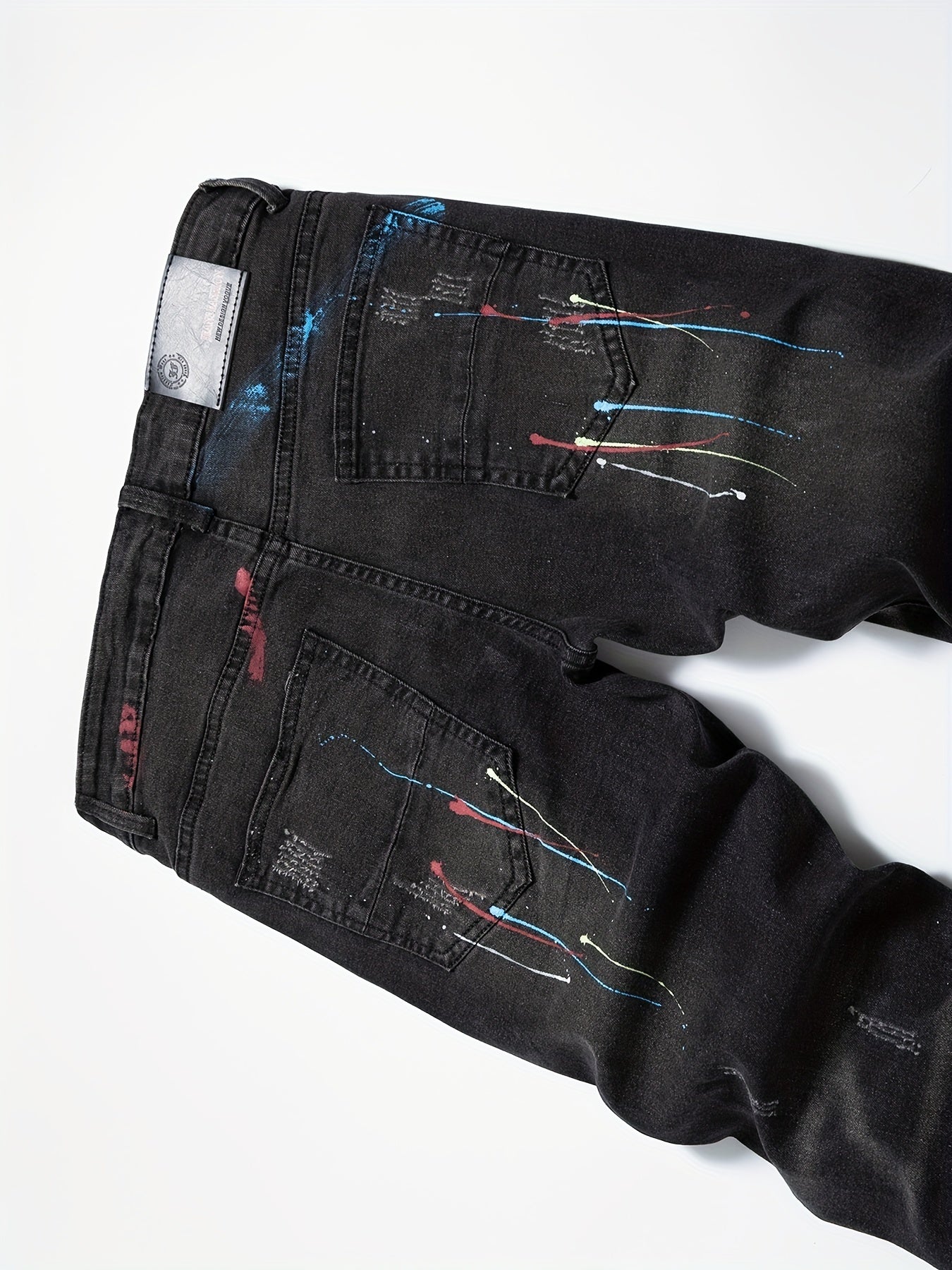 Spray Painted Patchwork Jeans Men's Street Style Jeans