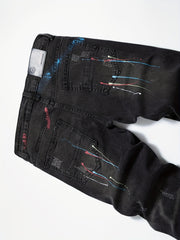 Spray Painted Patchwork Jeans Men's Street Style Jeans