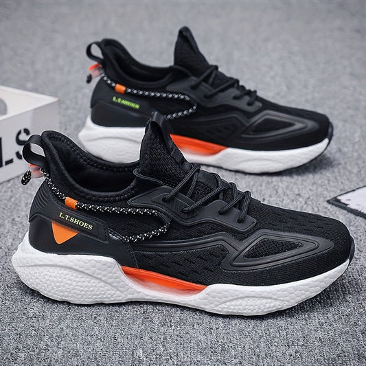 Men's Knit Breathable Running Shoes Lace Up Comfy Soft Sole Sneakers