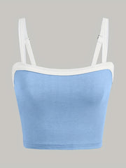 Sleeveless Block Cami Top Sexy Spaghetti Versatile