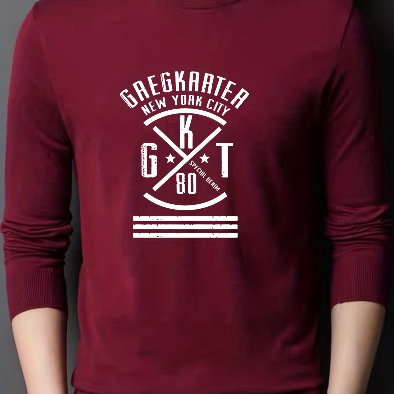 Men's Letter & Cross Knit Sweater Crew Neck Pullover