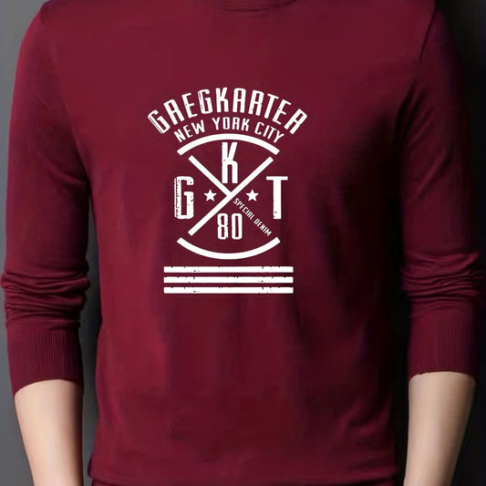 Men's Letter & Cross Knit Sweater Crew Neck Pullover