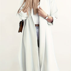 Solid Shawl Collar Overcoat Casual Slit Coat for Fall & Winter