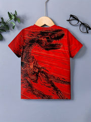 Stylish Dino 3D Print Kid's Graphic T-shirt for Summer Fun