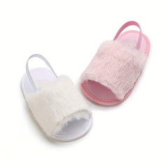 Furry Sandals Baby Girls Non-slip Walking Shoes Autumn Winter