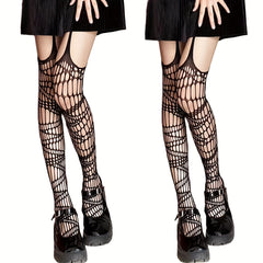 Pack Suspender Fishnet Tights High Waist Mesh Pantyhose Women's Stockings