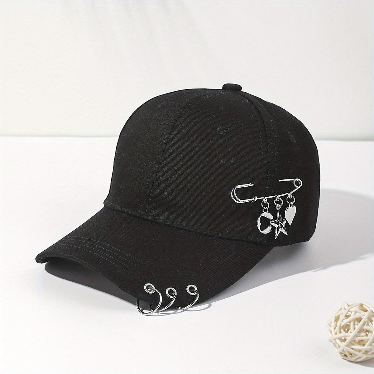 Kpop Ring Decor Baseball Cap Solid Dad Hats Hip hop Unisex Adjustable