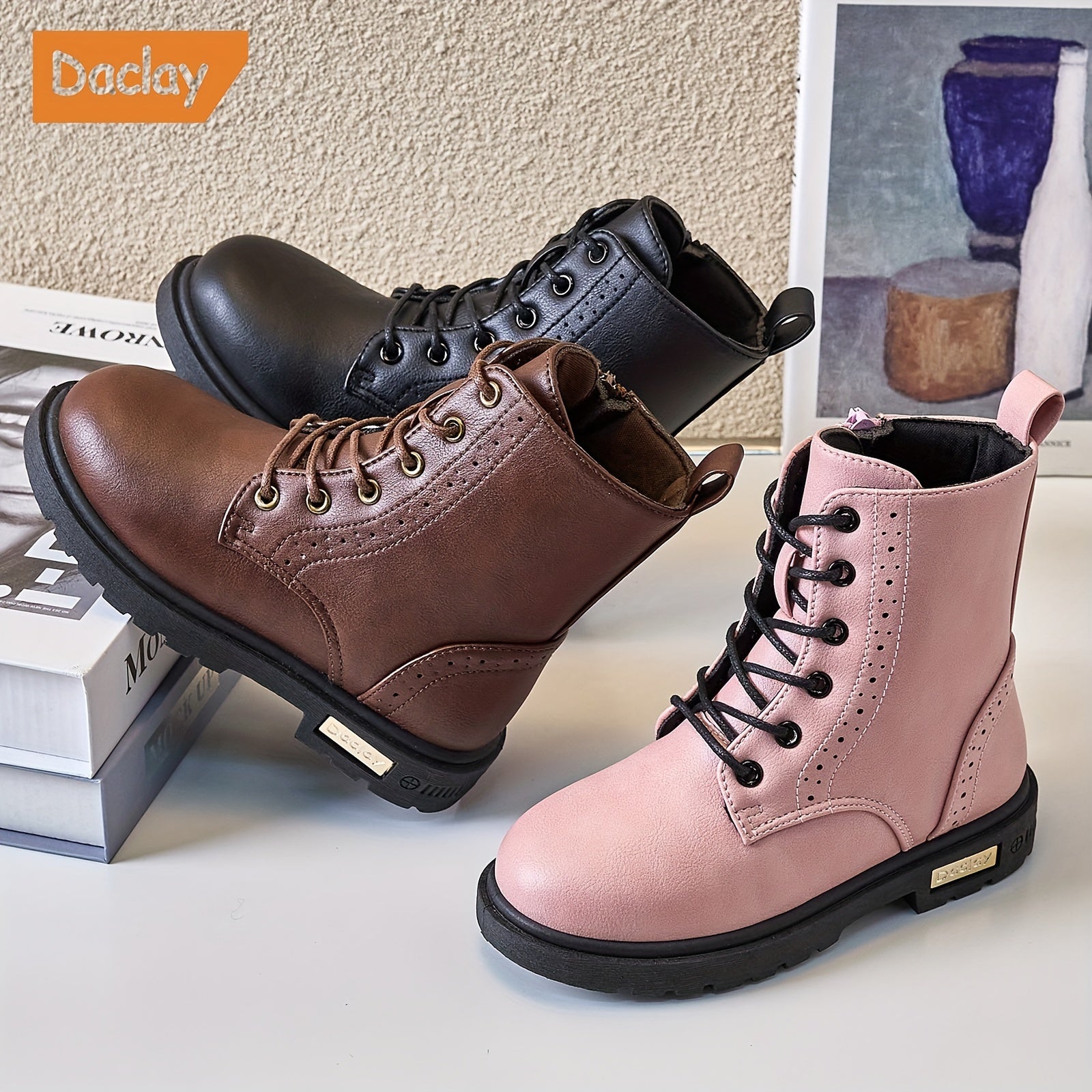 Daclay Casual Solid Boots For Girls Comfortable Warm Non-slip Boots