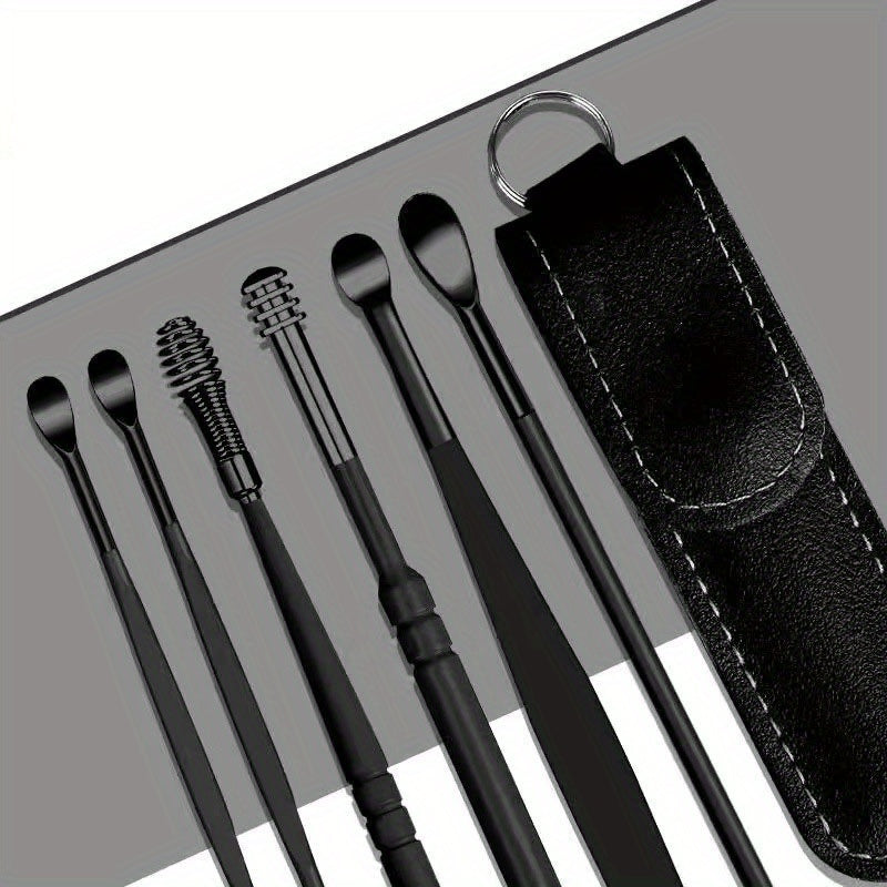 6pc Stainless Steel Ear Cleaning Set Portable Hygienic Ear Scoop Tool