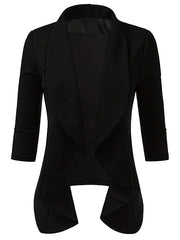 Solid Open Front Blazer Women's Office Outerwear