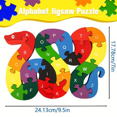 Wooden Snake Alphanumeric Building Block Toy Children's Birthday Gift