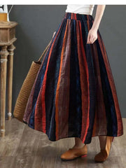 Women's Plus Size Colorblock Striped Maxi Skirt