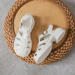 Women's Cut Out Chunky Sandals Buckle Strap Platform Sandals