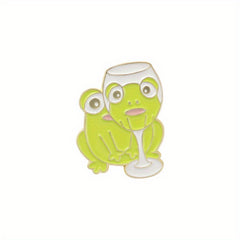 High Leg Cup Brooch Red Wine Cat Frog Corsage Accessories