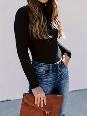 Long Sleeve Body Shaper Slimmer Bodysuit Mock Neck Tummy Control