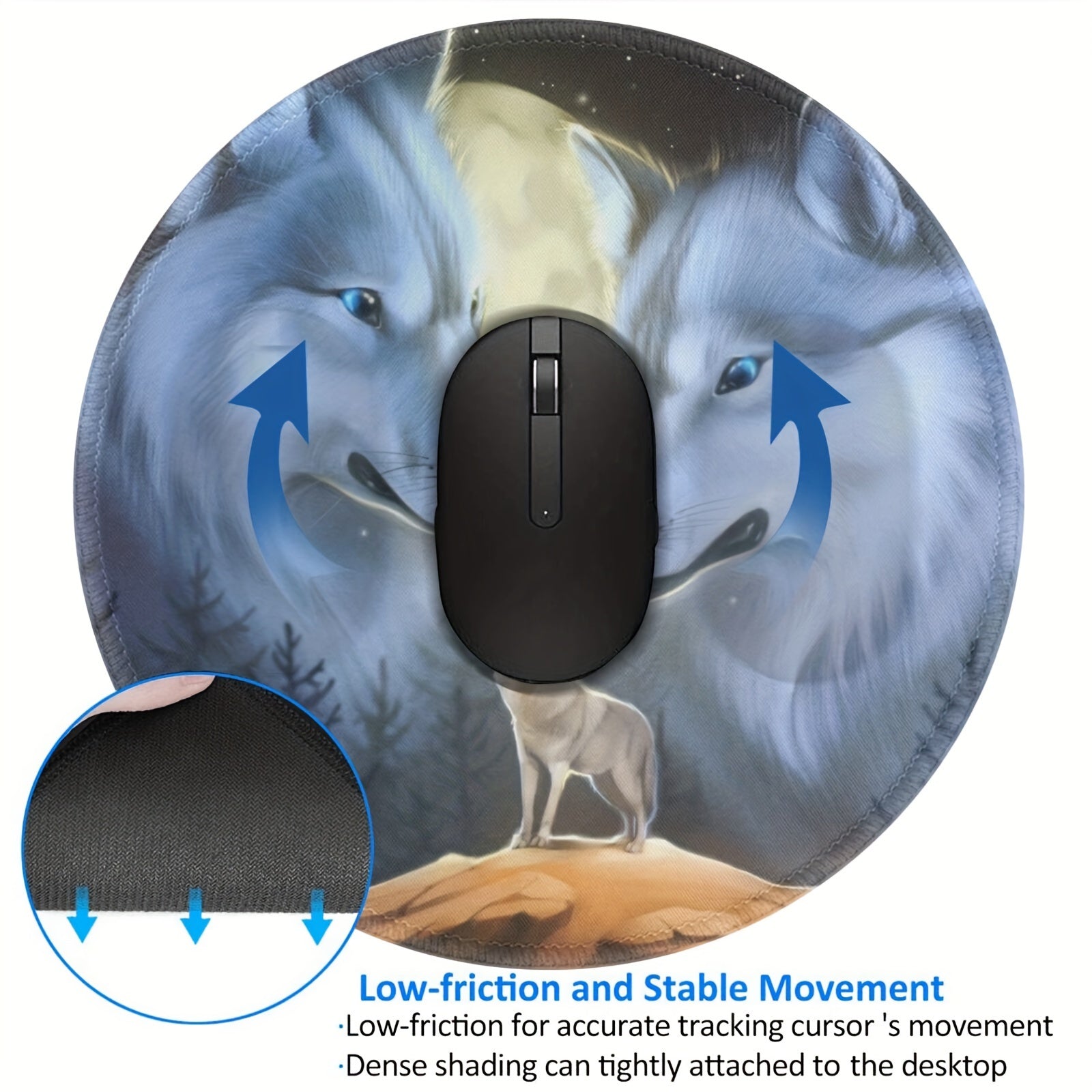 Wolf Growl Pattern Mouse Pad 20x20cm - E-Sport Work From Home Non-Slip Rubber