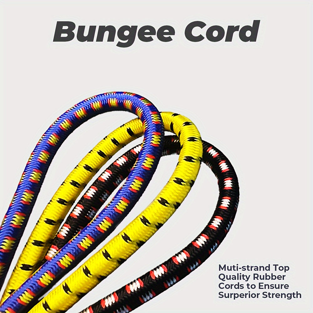 3pcs 8mm Bungee Cords Hooks Heavy Duty Elastic Straps Luggage Camping Tent