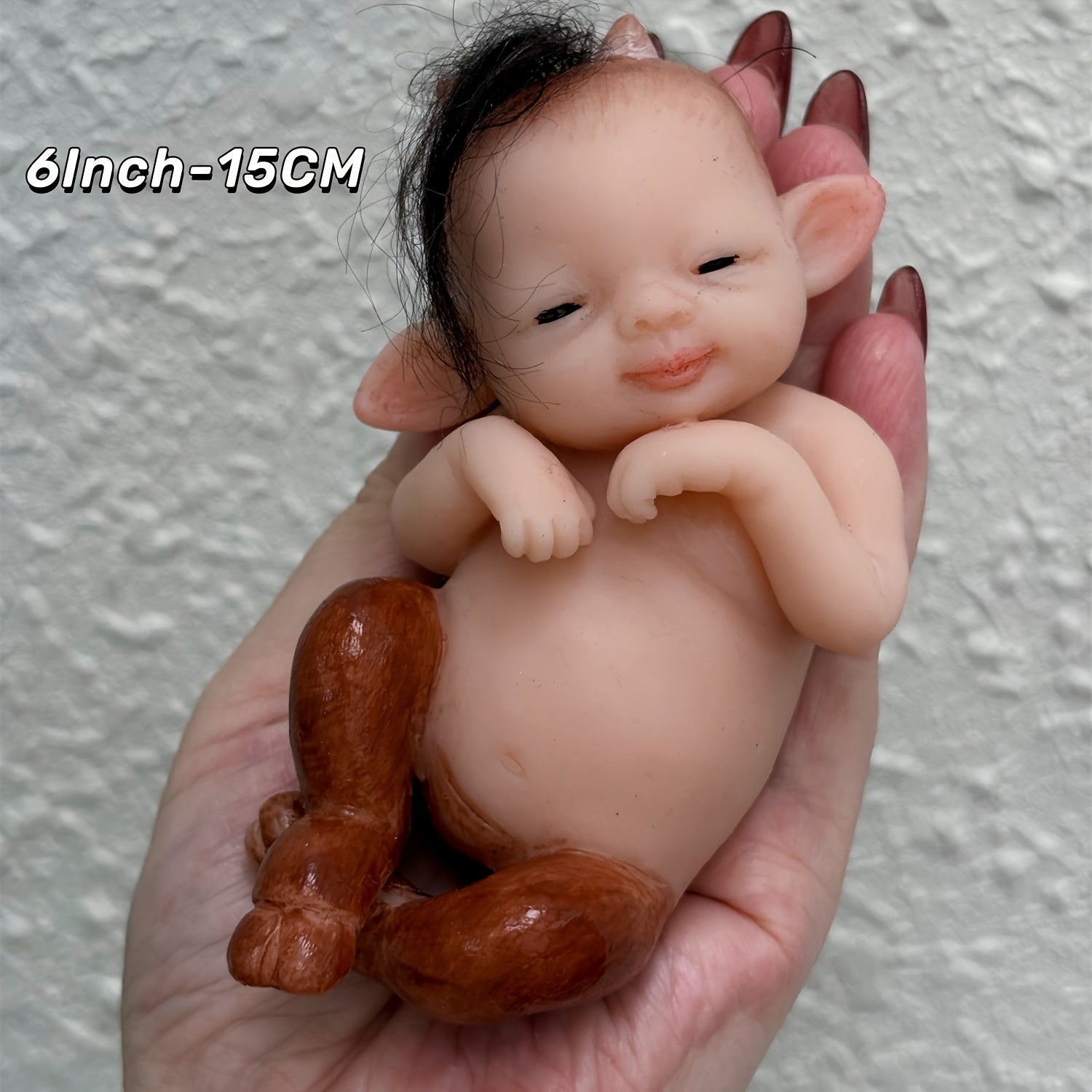 6 Inch Realistic Reborn Youngsters Doll with Brown Horns & Wrinkled Skin