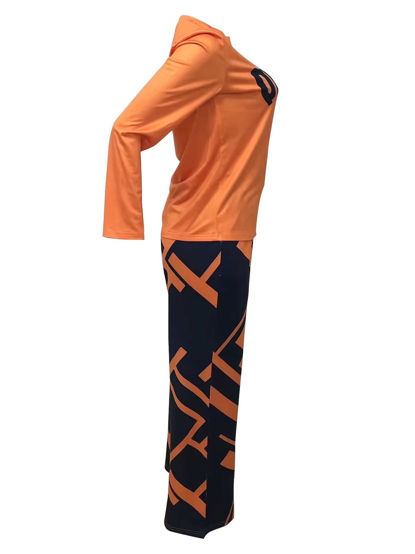 Queen Print Long Sleeve Top & Geo Print Pants Set