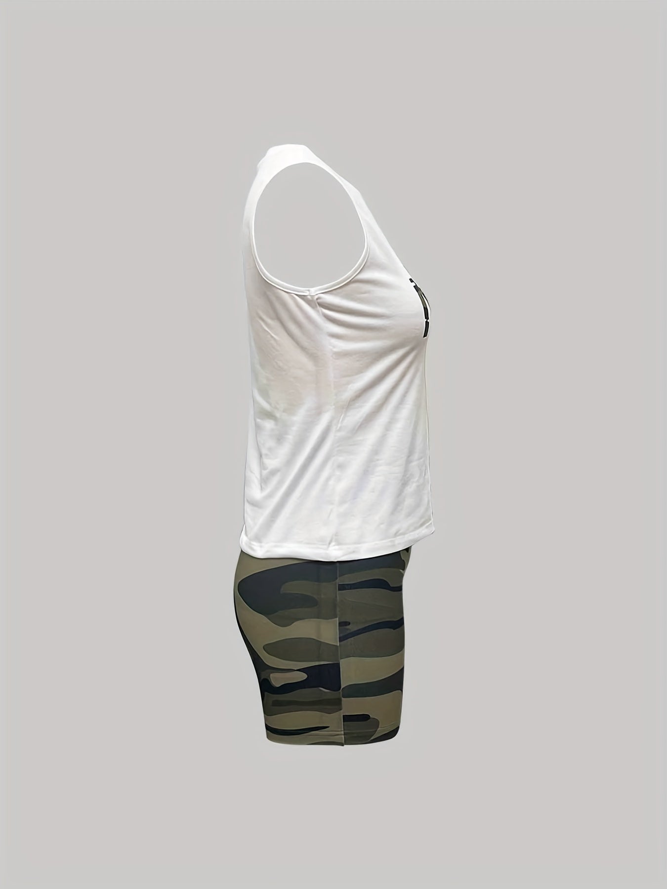 Camouflage Print Two piece Set Casual Short Sleeve T shirt & Biker Shorts