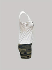 Camouflage Print Two piece Set Casual Short Sleeve T shirt & Biker Shorts