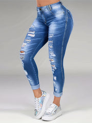 Women's Plus Washed Ripped High Rise Skinny Jeans