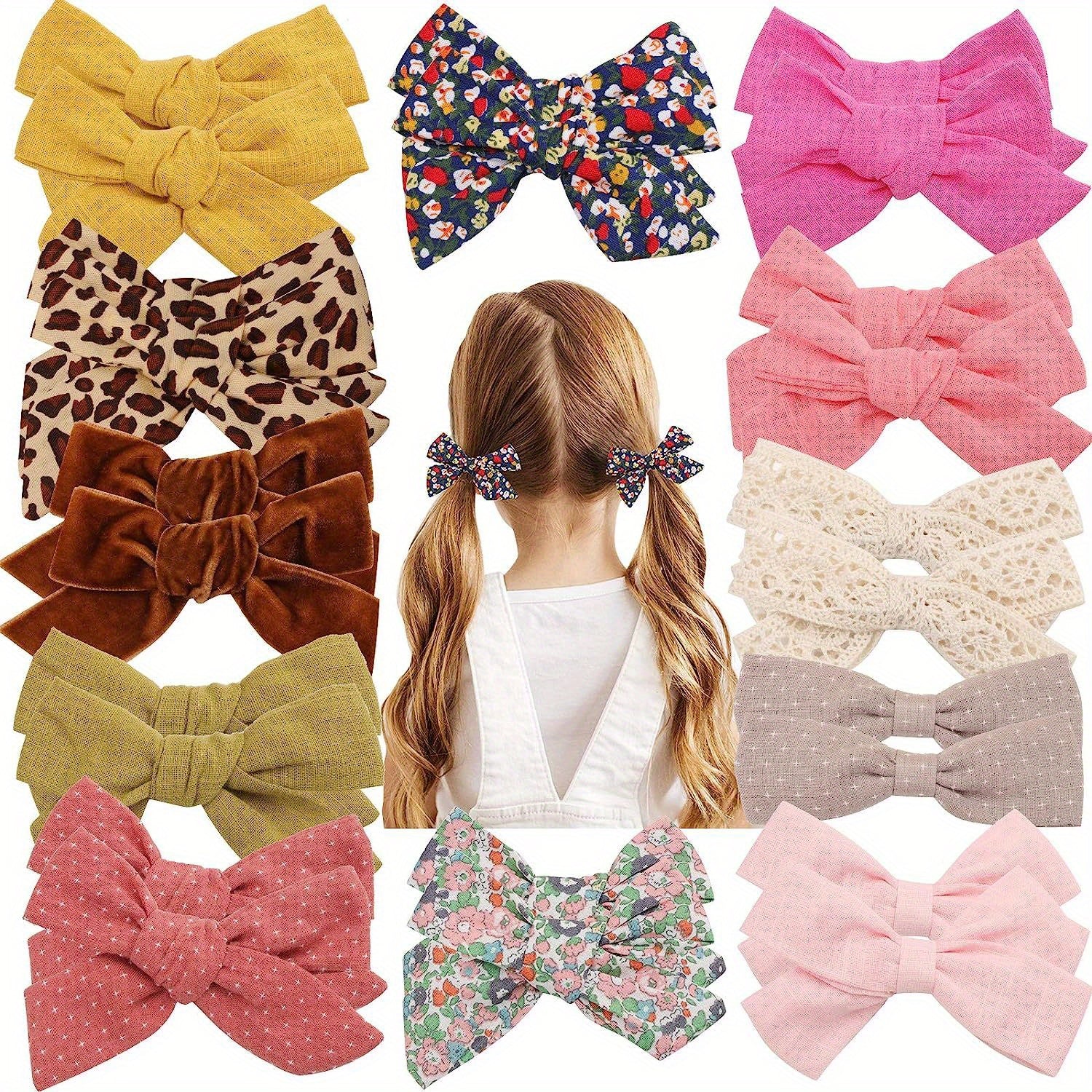 24pcs Baby Girls Floral Bow Hair Clips - Hair Accessories for Children