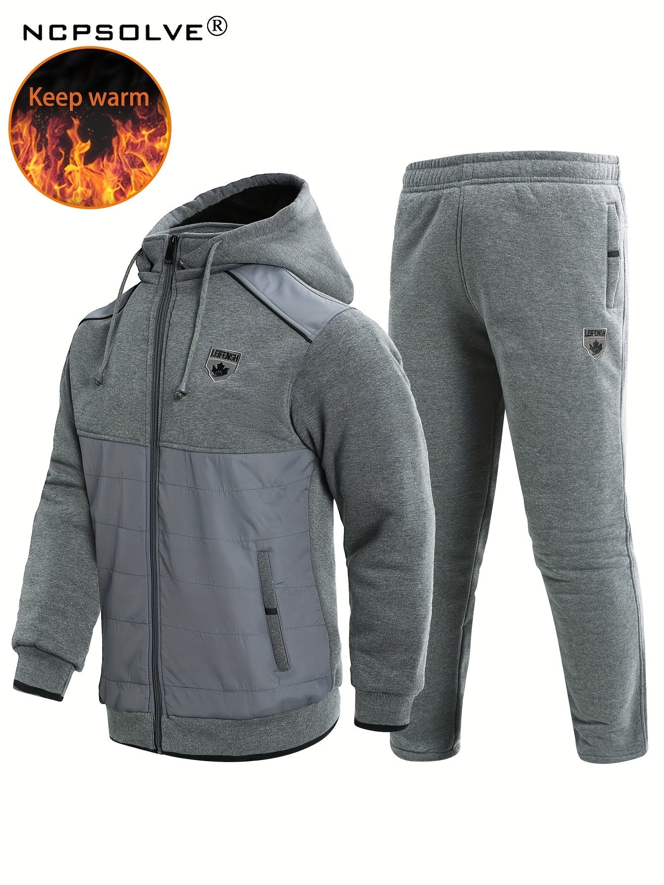 Men's 2 Piece Hooded Fleece Jacket & Sweatpants Set