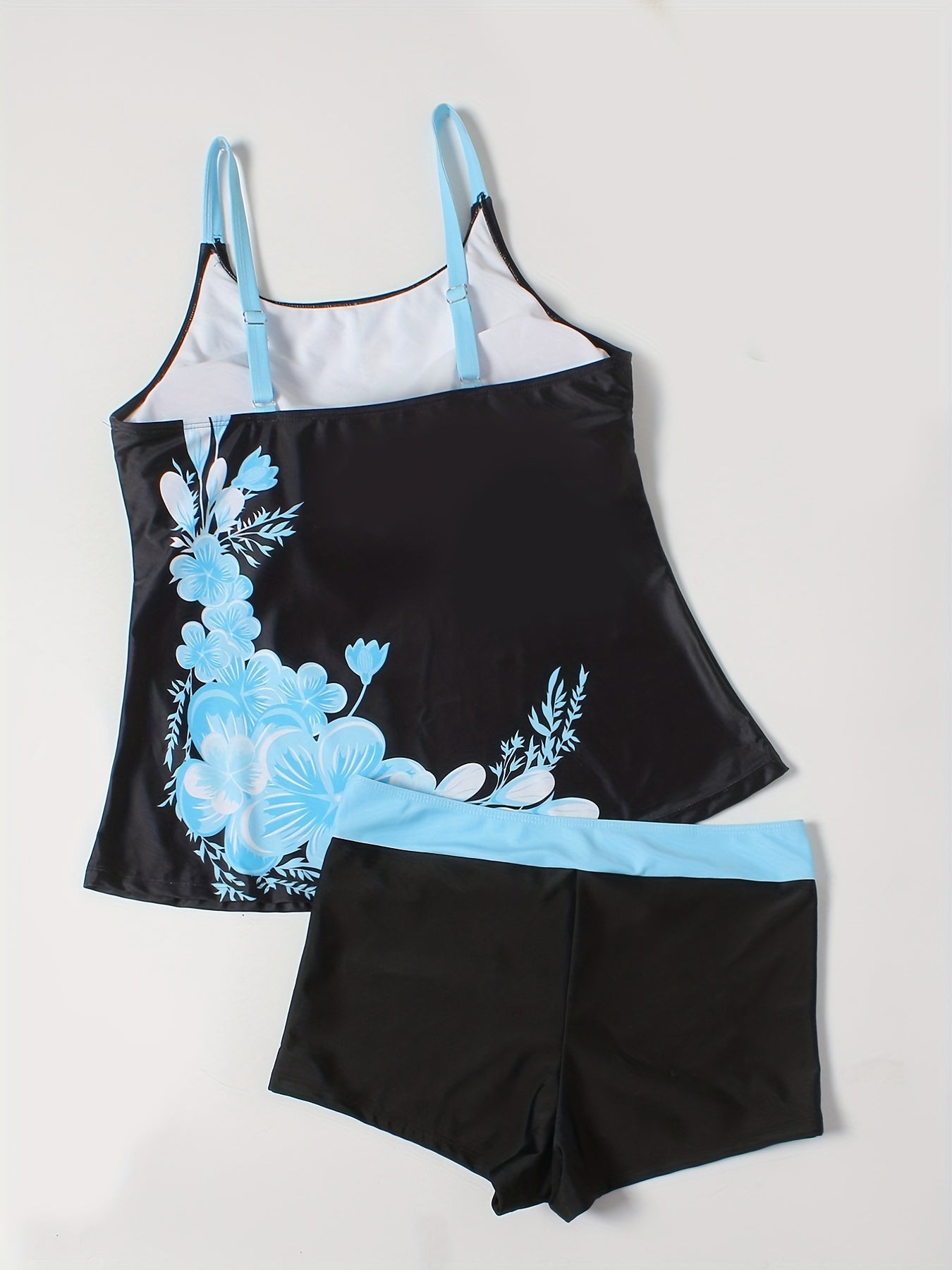 Tankini Set Floral Print Cami Top & Shorts Two Piece