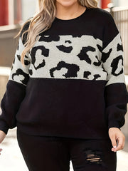 Colorblock Leopard Print Sweater