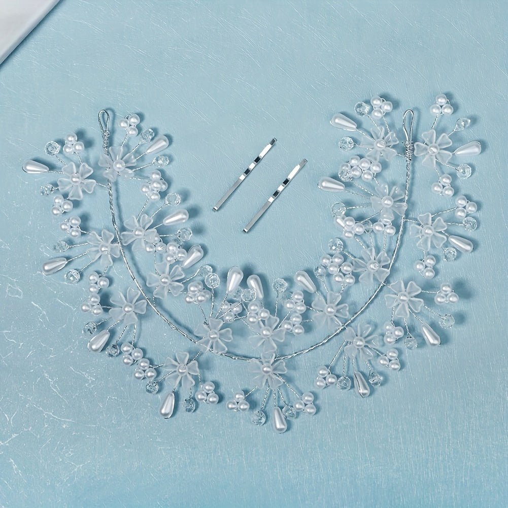 Acrylic Flower Bead Hair Clip Bridal Wedding Headband