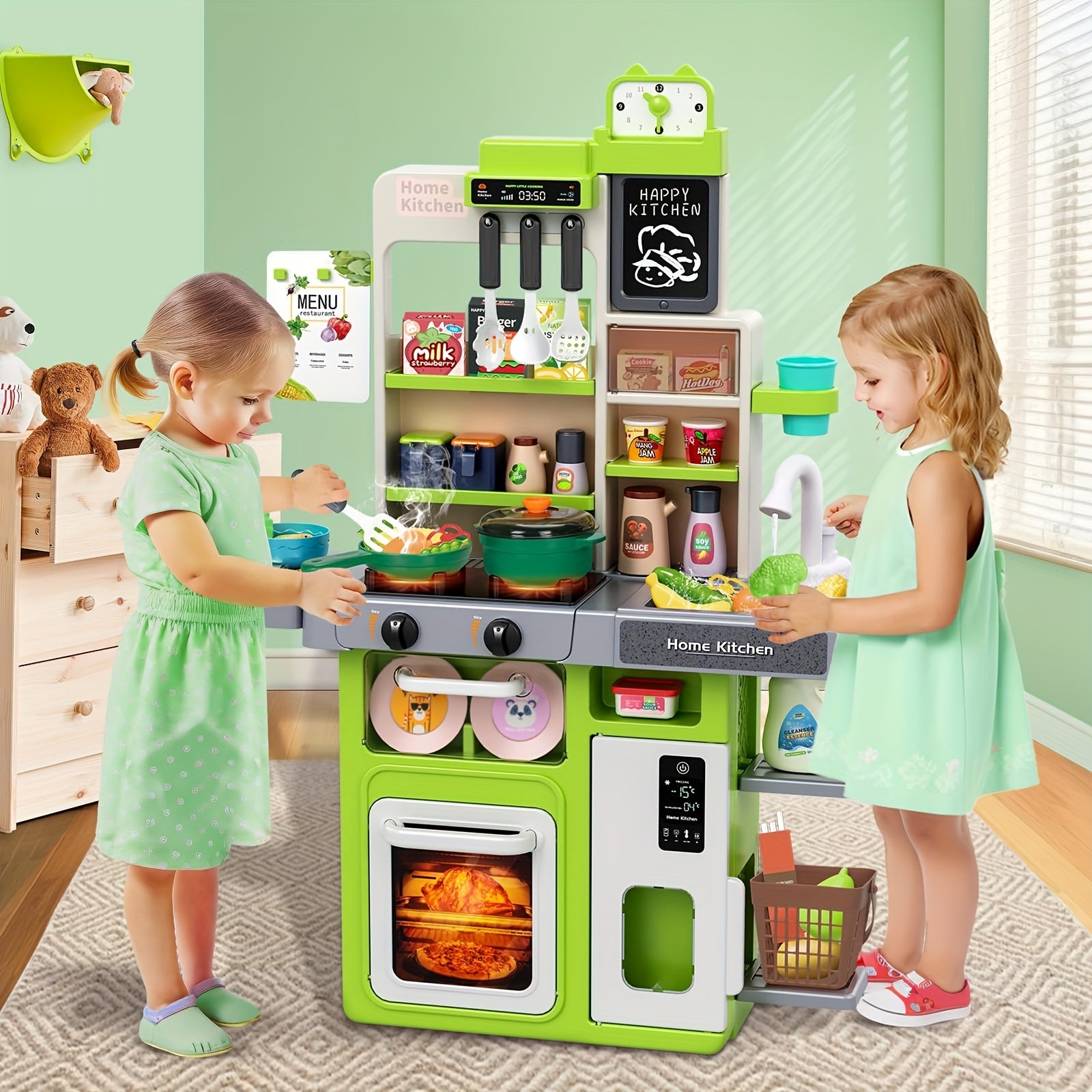 Kids Play Kitchen Set with Sound & Light - Cooking Stove and Sink